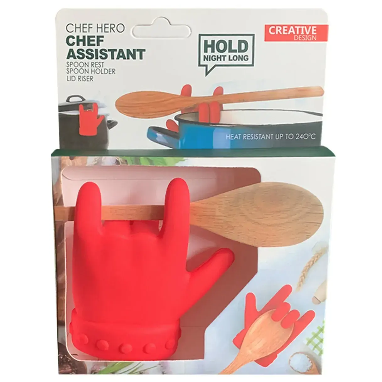 Suport Capac Anti- Varsare, Suport Lingura pentru Oala, Model in Forma de Deget, din Silicon, Rosu (2)