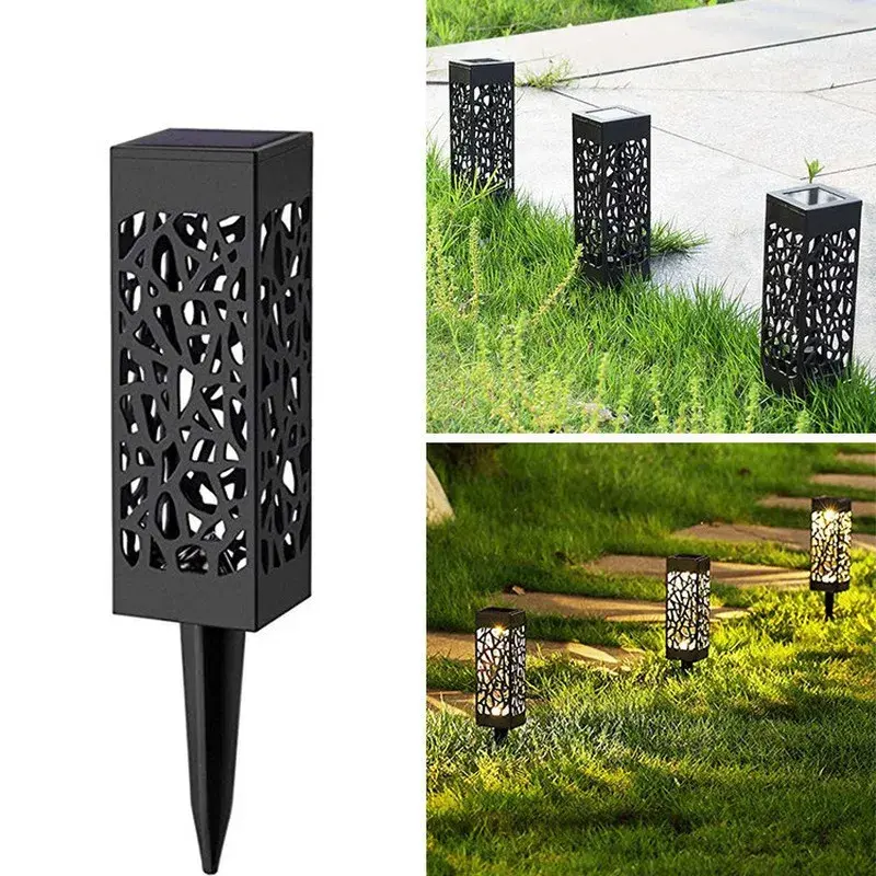 Lampa solara LED, Set 6 Bucati, Tip Felinar, pentru Gradina, Inaltime 30.2 cm, putere 0.2W, 1.2V, 600mAh, Lumina Alb Rece, Negru (7)