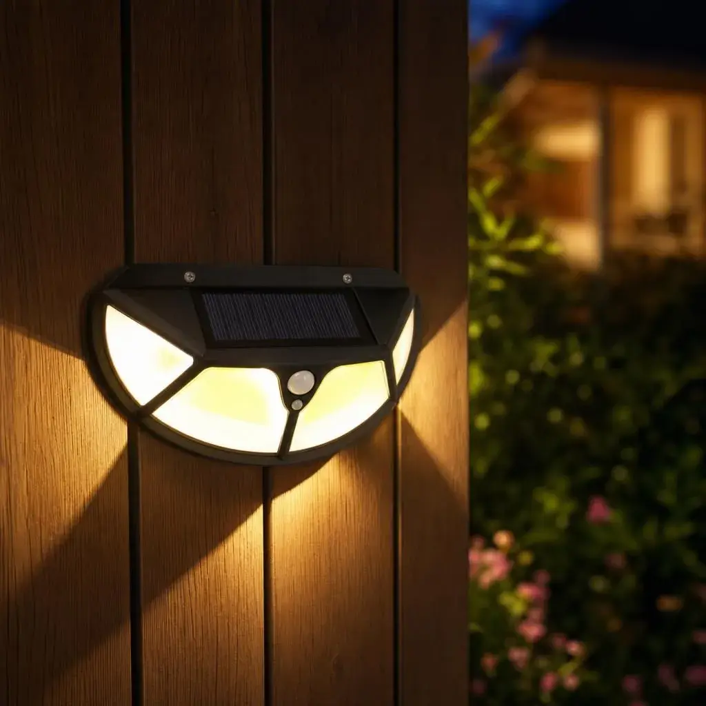 Lampa Solara de Perete, Iluminare pe Patru Fete, Alimentare Solara, pentru Gradina, Curte si Terasa (4)