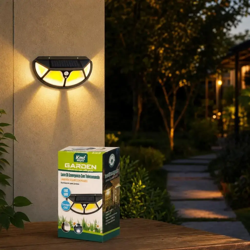 Lampa Solara de Perete, Iluminare pe Patru Fete, Alimentare Solara, pentru Gradina, Curte si Terasa (5)