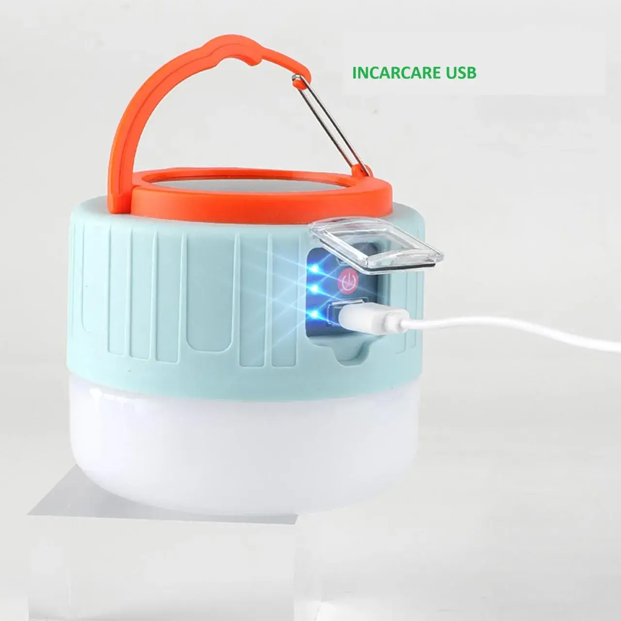 Lampa Portabila, Incarcare Solara + USB, Afisaj Inteligent al Bateriei, Raza de Actiune 32 mp, 6x9x11 cm, 3 Moduri, Alb (5)