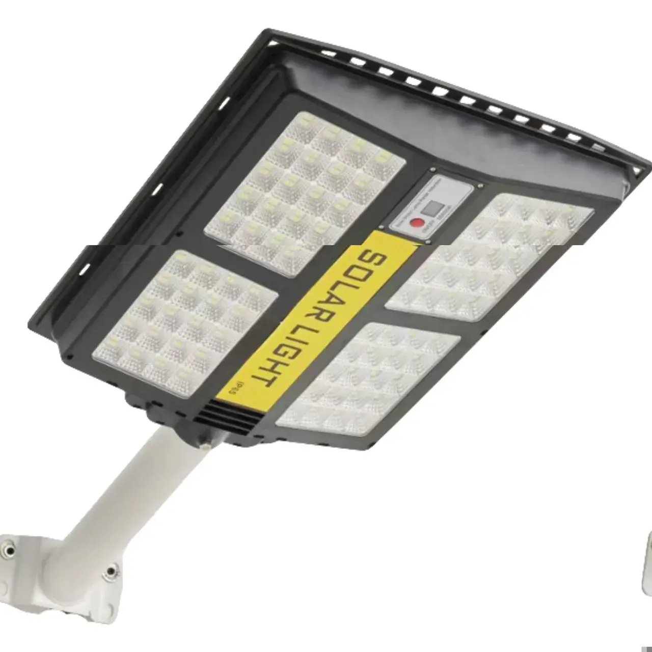 Lampa solara stradala, cu telecomanda, senzor de miscare si lumina, suport prindere, 280 LED-uri, IP65, ABS, 12AH, 500W, temperatura culoare 6500K, 44.5x37.7x6.6 cm, autonomie 10-12 ore, negru