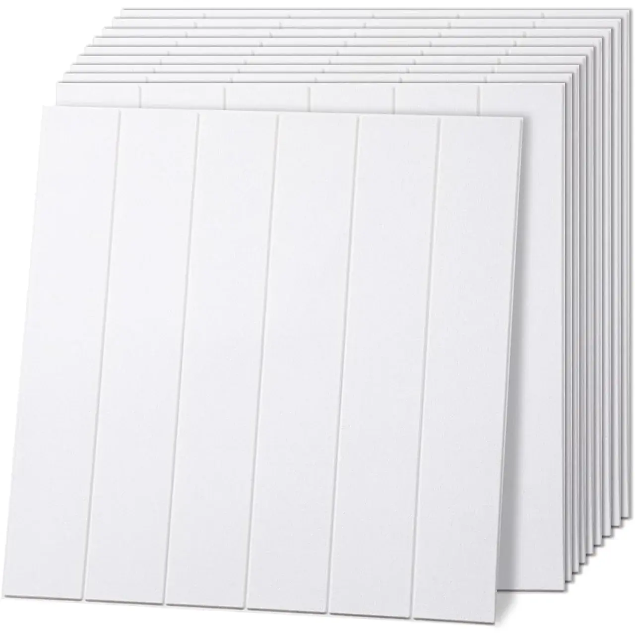 Set 10 Placi Tapet 3D, 70 x 70 cm, Grosime 3 mm, din Rasina, Tip Placi de Lemn, Suprafata Acoperita 4.9 mp, Alb (8)