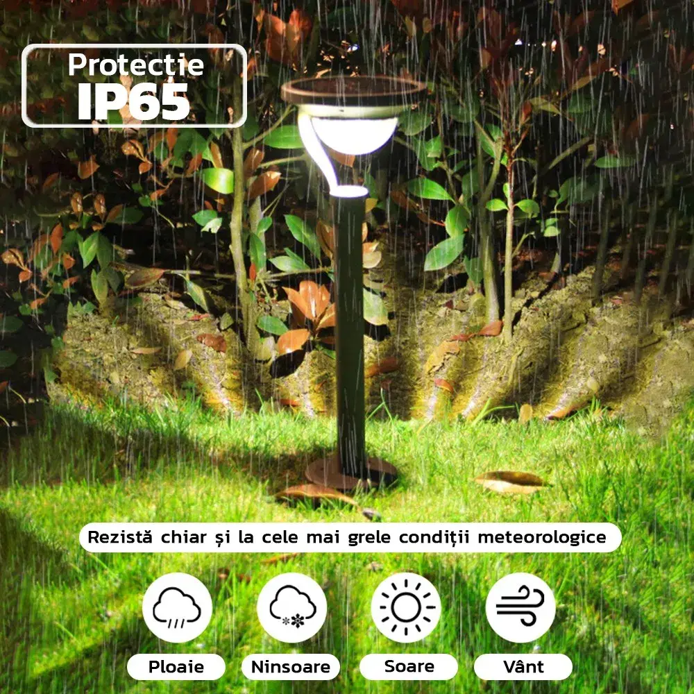 Lampa solara LED cu 2 moduri de fixare, IP65, material ABS, baterie 4.5 V, 200 mah, 450 Lumeni, 42.5 x 15 cm, alb cald (2)