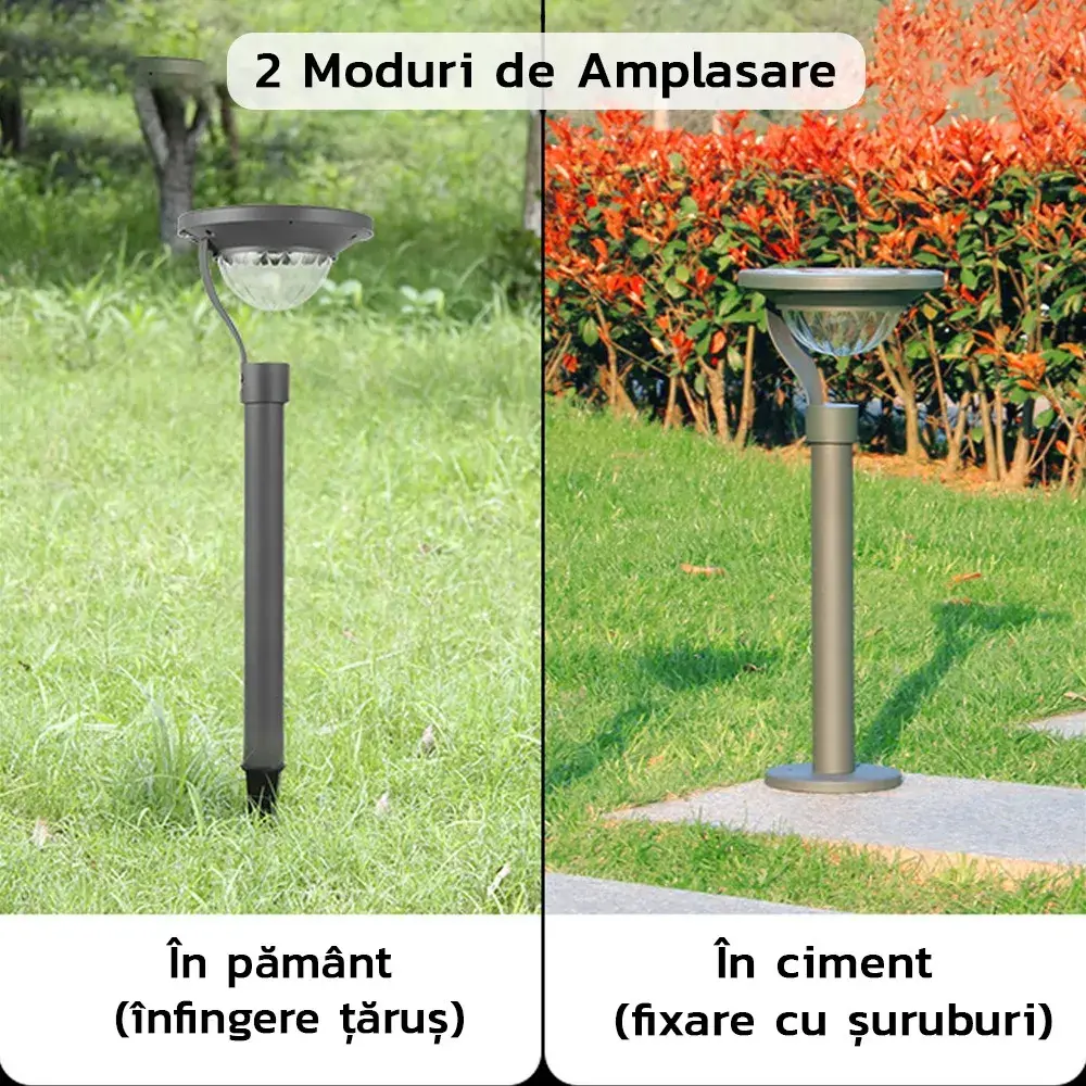 Lampa solara LED cu 2 moduri de fixare, IP65, material ABS, baterie 4.5 V, 200 mah, 450 Lumeni, 42.5 x 15 cm, alb cald (5)