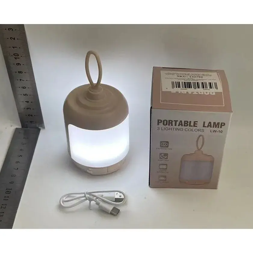 Mini Lampa LED de Camping, pentru Aer Liber, Reincarcabila USB Type C, 3 Trepte de Lumina, Portabila, 13.8 x 6.5 cm, 5V, Alb (2)