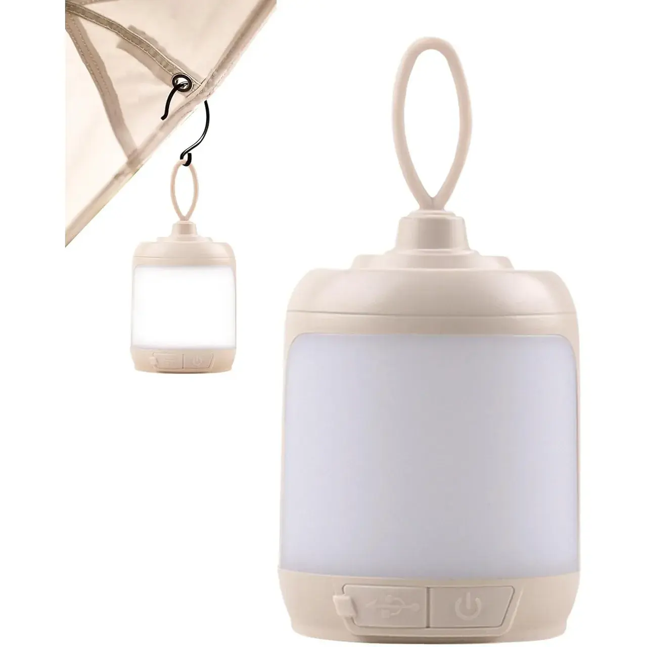 Mini Lampa LED de Camping, pentru Aer Liber, Reincarcabila USB Type C, 3 Trepte de Lumina, Portabila, 13.8 x 6.5 cm, 5V, Alb (3)