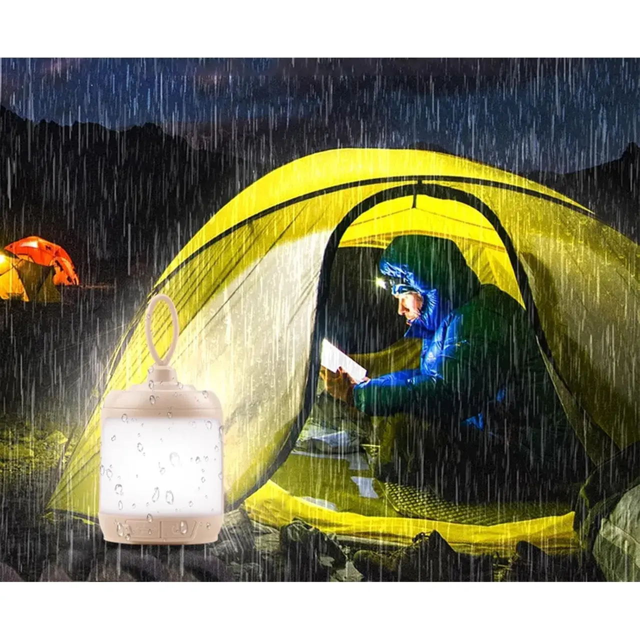 Mini Lampa LED de Camping, pentru Aer Liber, Reincarcabila USB Type C, 3 Trepte de Lumina, Portabila, 13.8 x 6.5 cm, 5V, Alb (5)