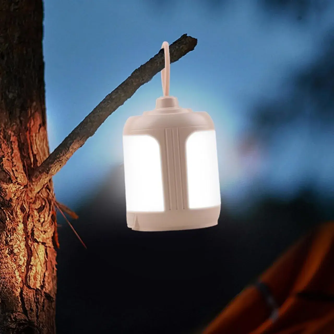 Mini Lampa LED de Camping, pentru Aer Liber, Reincarcabila USB Type C, 3 Trepte de Lumina, Portabila, 13.8 x 6.5 cm, 5V, Alb (8)