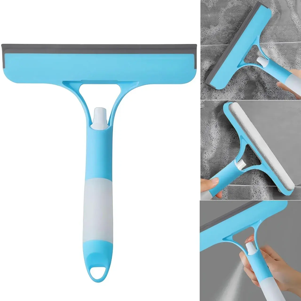 Racleta de Curatare 3 in 1, Multifunctional, Pentru Casa si Masina, Pulverizator de Spray, Racleta din Silicon si Burete, 21.5 x 25.7 cm (16)