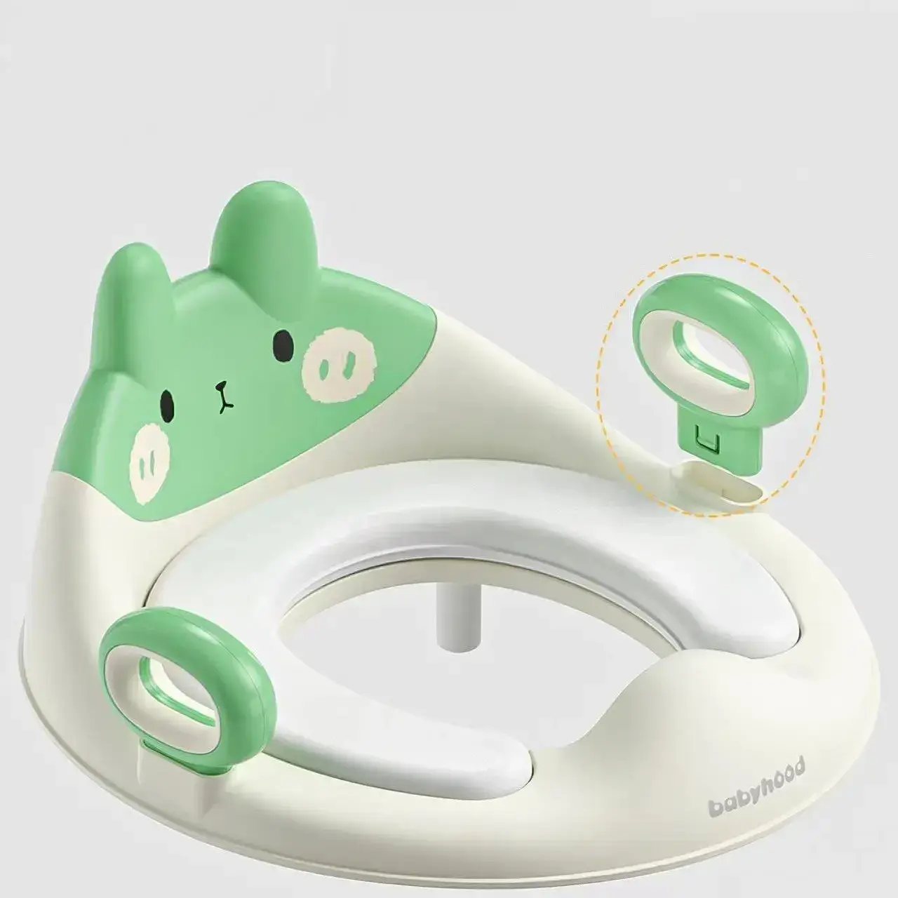 Capac WC cu Reductie, pentru Copii, cu Manere, Model Ursulet, Plastic Durabil, Verde (3)