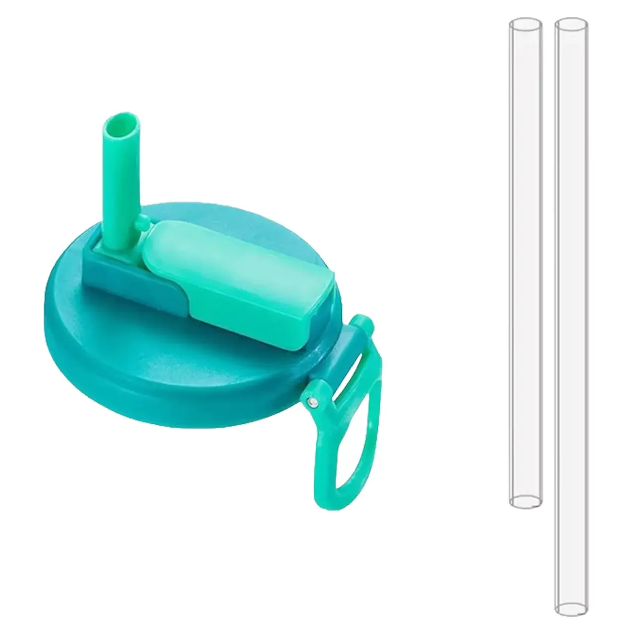 Capac Anti Varsare pentru Doze, Model cu Pai Transparent, Reutilizabil, din Plastic, cu Maner Transportabil, 5.4 cm, Albastru