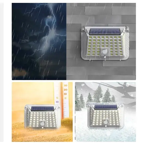Lampa solara de perete, 90 LED-uri SMD, senzor de miscare, IP65, 1200mAh, material ABS, lumina alb rece, alb