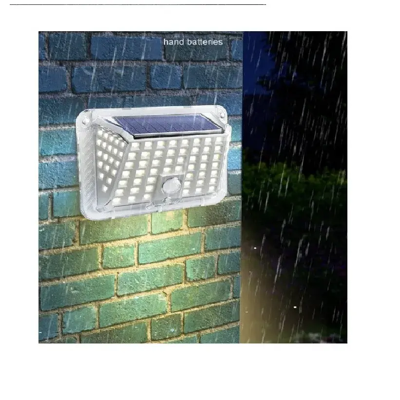 Lampa solara de perete, 90 LED-uri SMD, senzor de miscare, IP65, 1200mAh, material ABS, lumina alb rece, alb (3)