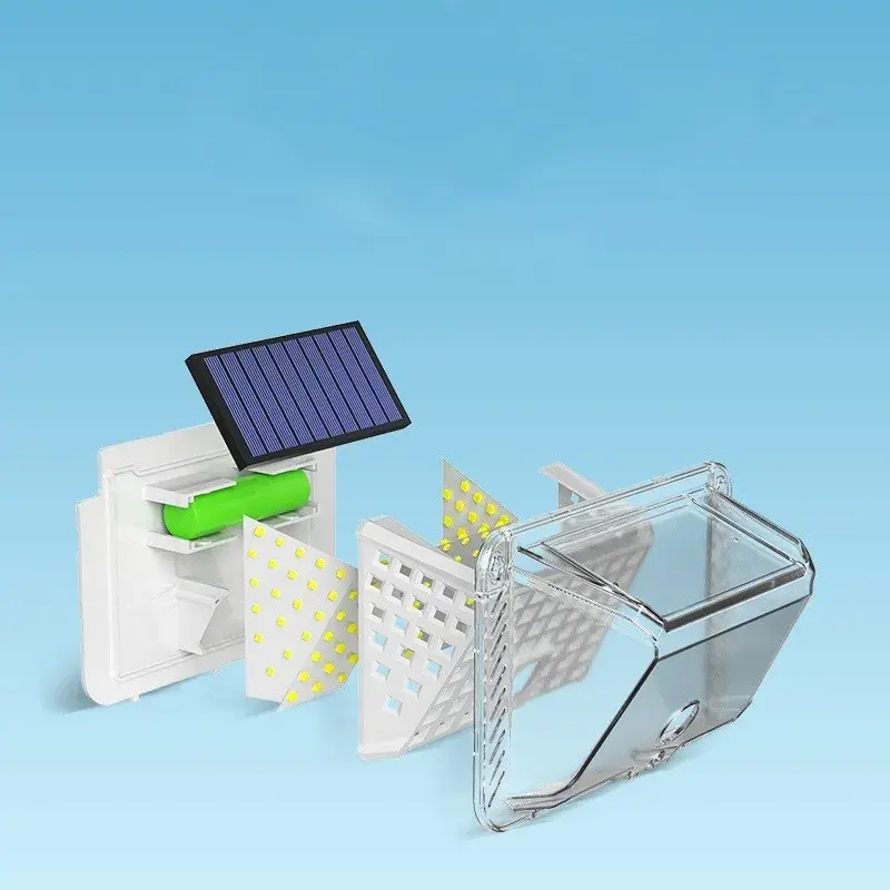 Lampa solara de perete, 90 LED-uri SMD, senzor de miscare, IP65, 1200mAh, material ABS, lumina alb rece, alb (4)