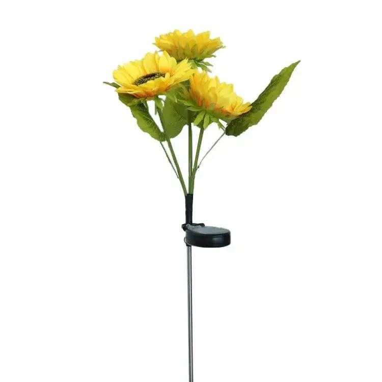 Lampa solara LED tip Floarea Soarelui cu 3 flori, inaltime 70 cm, Pentru gradina (2)