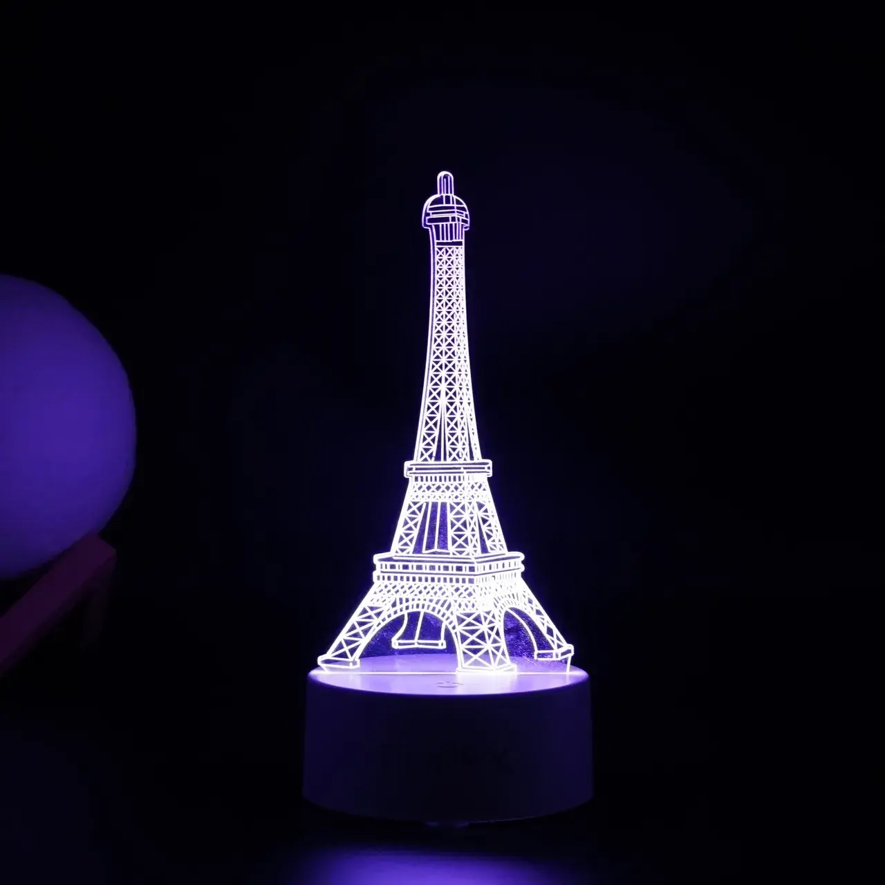 Lampa LED decorativa, 3D, Turnul Eiffel, din material acril si lumina multicolora, alb (4)