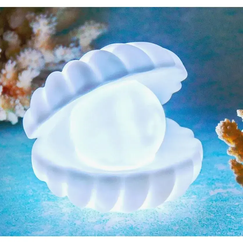 Lampa de Veghe, Model Scoica cu Perla, Lumina Calda, 6x5 cm, Led, Baterii Incluse 3 x LR44, Alb (3)