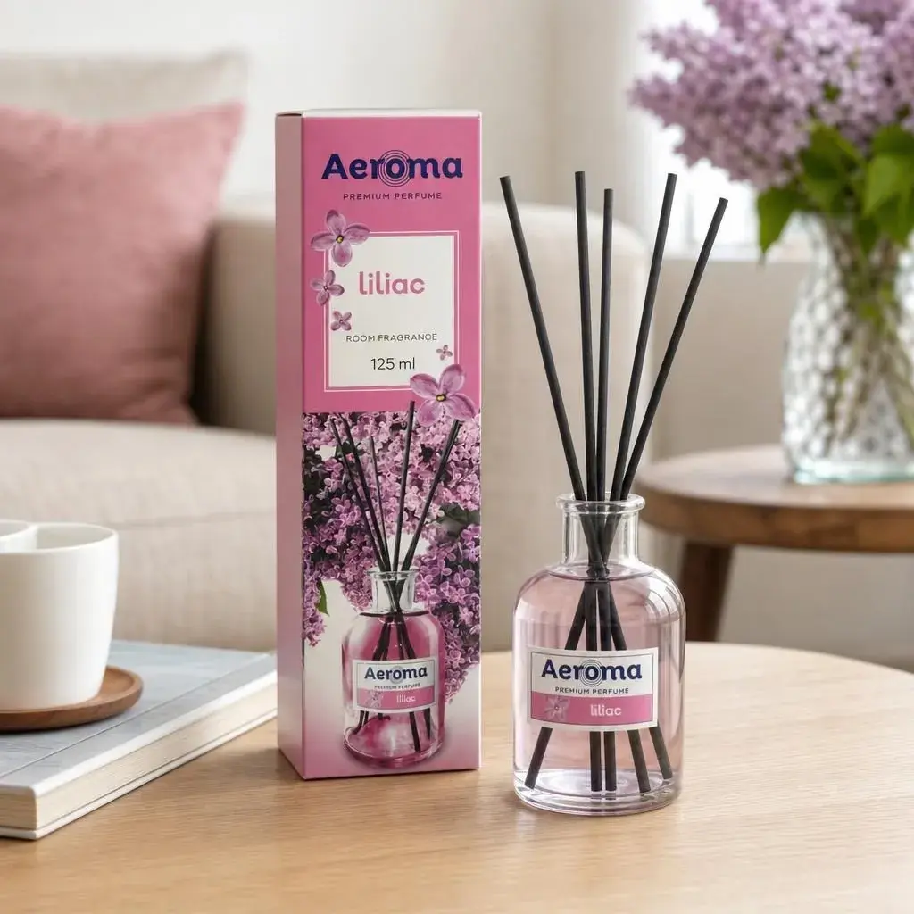 Odorizant Difuzor de Camera, Aeroma, cu Betisoare, 125 ml, Premium Liliac (2)