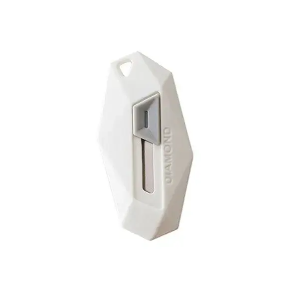 Cutter pentru Cutii, Varf Rotunjit si Zimtat, Tip Breloc, 6.5x3.5 cm, Alb