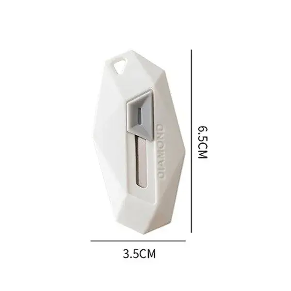 Cutter pentru Cutii, Varf Rotunjit si Zimtat, Tip Breloc, 6.5x3.5 cm, Alb (3)