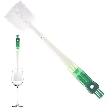 Perie 5 in 1 de Curatat Pahare, Cani, Sticle, cu Maner Lung, Accesorii pentru Spalarea Paielor si Capacelor, Usor de Agatat, 36x7x7cm, Verde-Alb (4)