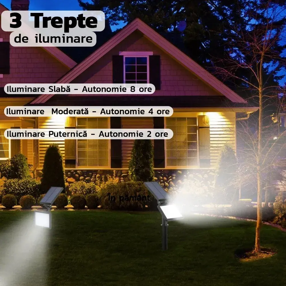 Lampa solara pentru terasa/gradina 48 de LED-uri, cu 2 moduri de fixare, senzor de lumina, IP44, material ABS, 5W, 80 lm, 26.5 cm x 14 cm, Alb Rece (3)