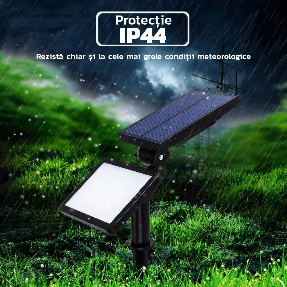 Lampa solara pentru terasa/gradina 48 de LED-uri, cu 2 moduri de fixare, senzor de lumina, IP44, material ABS, 5W, 80 lm, 26.5 cm x 14 cm, Alb Rece (4)