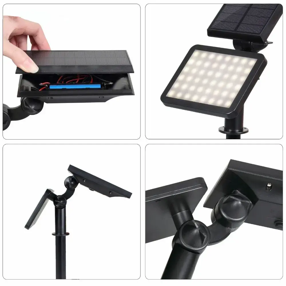Lampa solara pentru terasa/gradina 48 de LED-uri, cu 2 moduri de fixare, senzor de lumina, IP44, material ABS, 5W, 80 lm, 26.5 cm x 14 cm, Alb Rece (8)