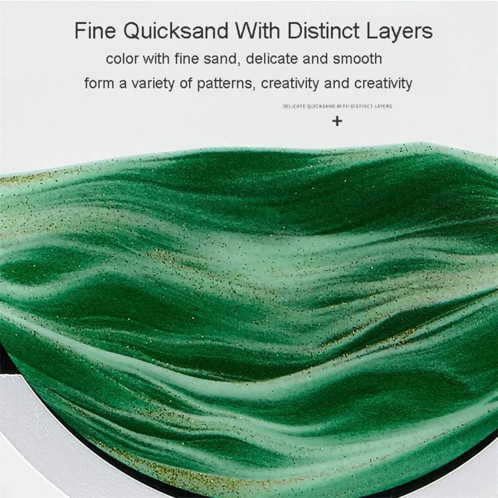Lampa decorativa tip clepsidra, imagine 3D dinamica, nisipuri miscatoare, 16 x 18.5 cm, Verde (4)