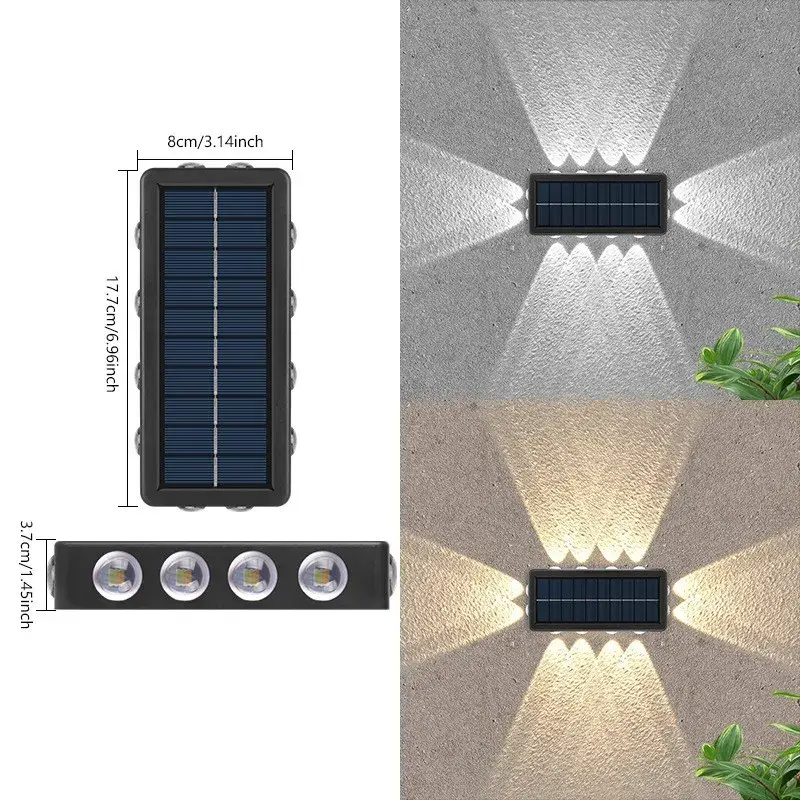 Lampa Solara, 8+4 LED, Lumina Calda, din ABS+PC, 19 x 9.5 cm, IP65, Negru (2)