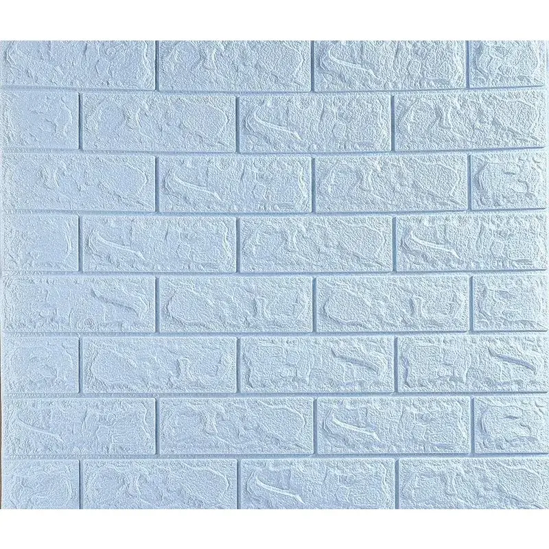 Set 10 Placi de Tapet, Autoadezive, 70 x 77 cm, 3.5 mm Grosime, Suprafata Acoperita 5.3 mp, din PVC, Model Caramida, Albastru Deschis (2)