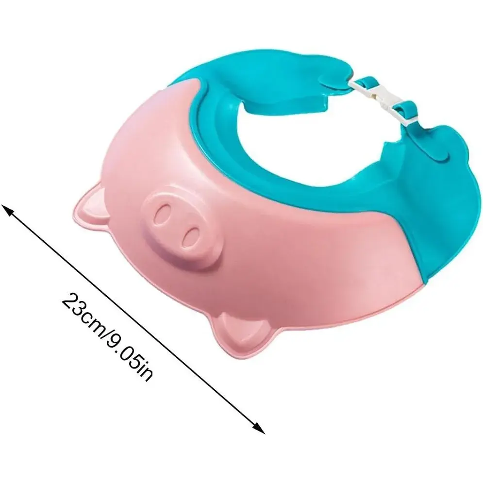 Viziera de Protectie Baie Pentru Copii, Fippy, Model Purcelus, Dimensiune ajustabila, Durabil, Usor de curatat, Impotriva Samponului, pentru Ochi si Urechi, TPE+PP, 23x23 cm, Roz (4)