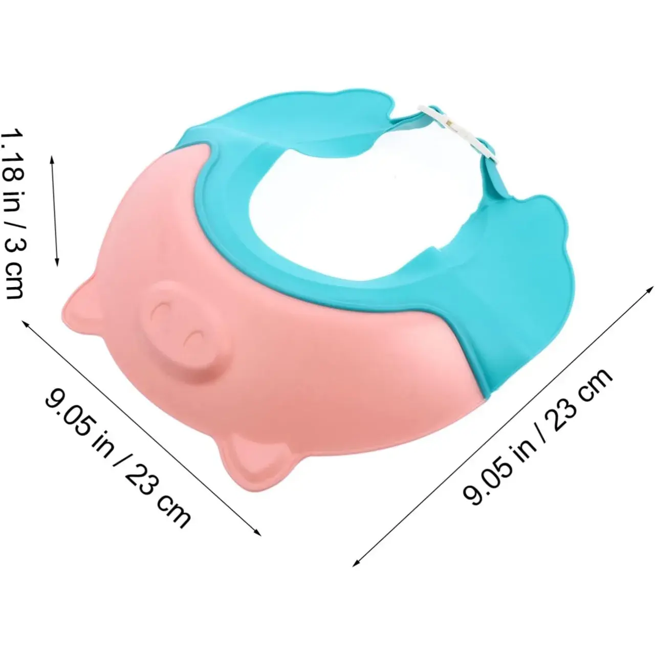 Viziera de Protectie Baie Pentru Copii, Fippy, Model Purcelus, Dimensiune ajustabila, Durabil, Usor de curatat, Impotriva Samponului, pentru Ochi si Urechi, TPE+PP, 23x23 cm, Roz (8)