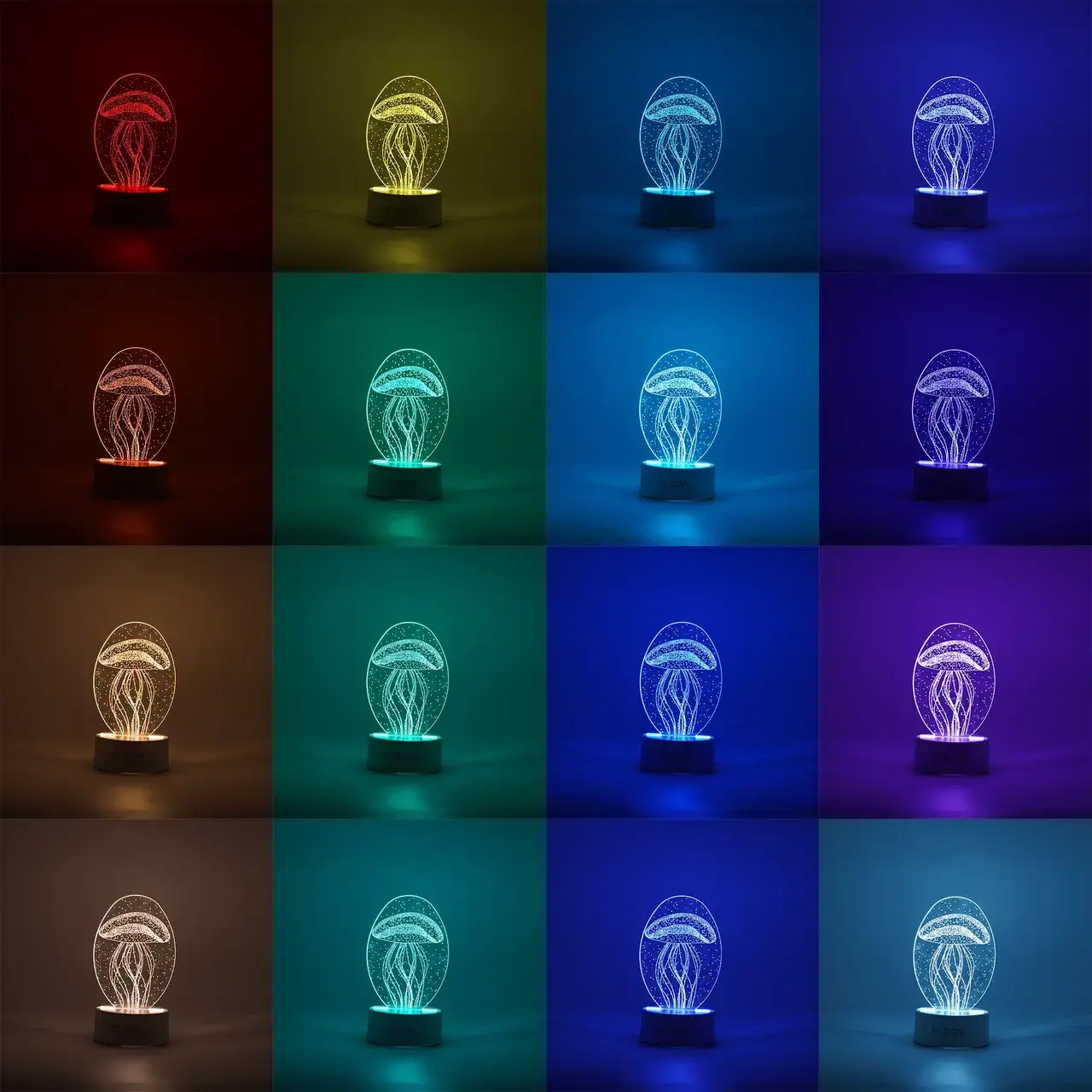 Lampa LED decorativa, 3D, Meduza, din material acril si lumina multicolora, alb (2)