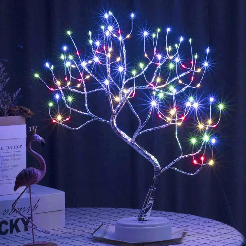 Lampa de veghe LED cu baterii si USB, Model Copac din cupru, Multicolor (3)
