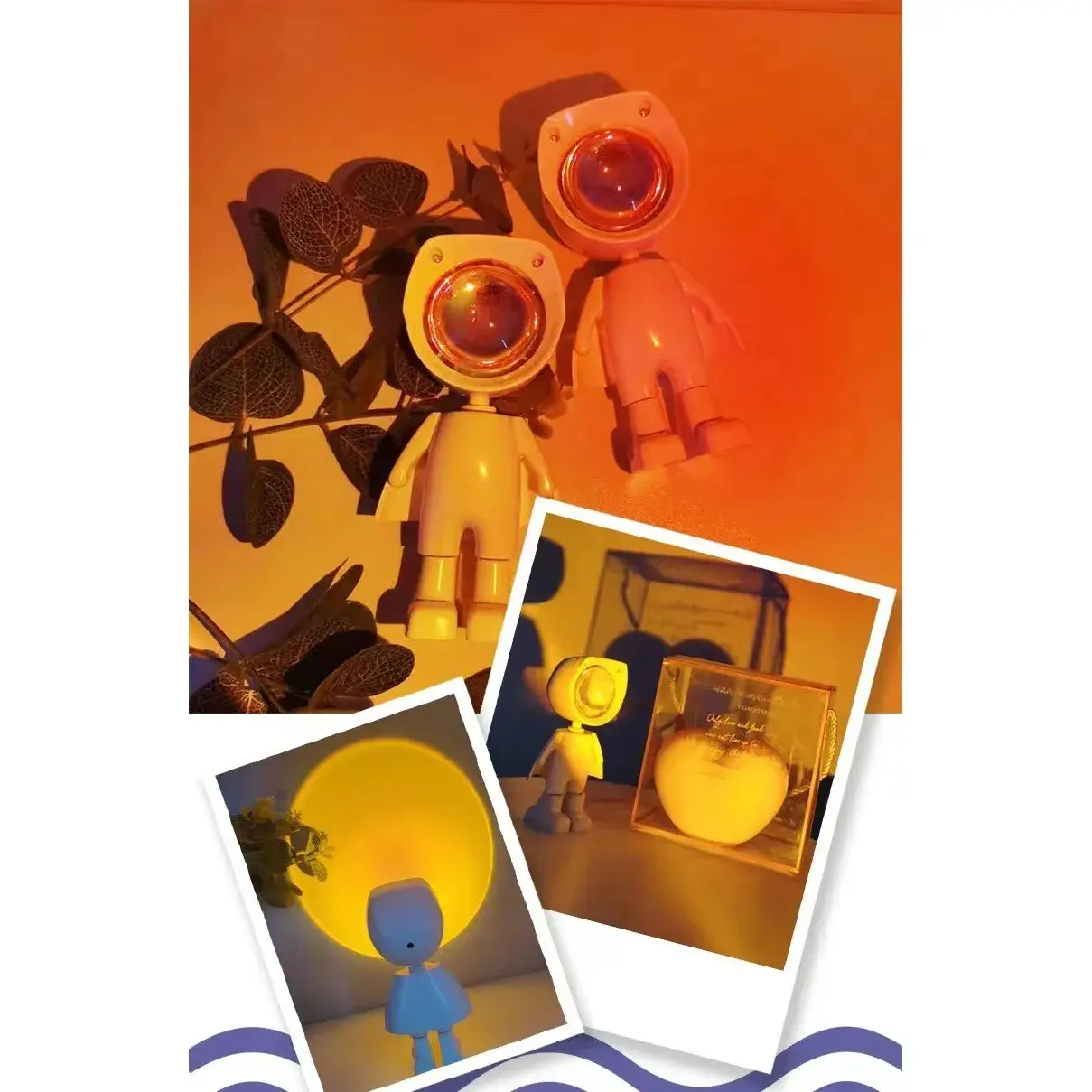 Lampa led cu proiectie apus de soare robotel cu cap magnetic, inaltime 13 cm, pentru dormitor, camera zi, conectare pe USB, rotire 360 grade (8)