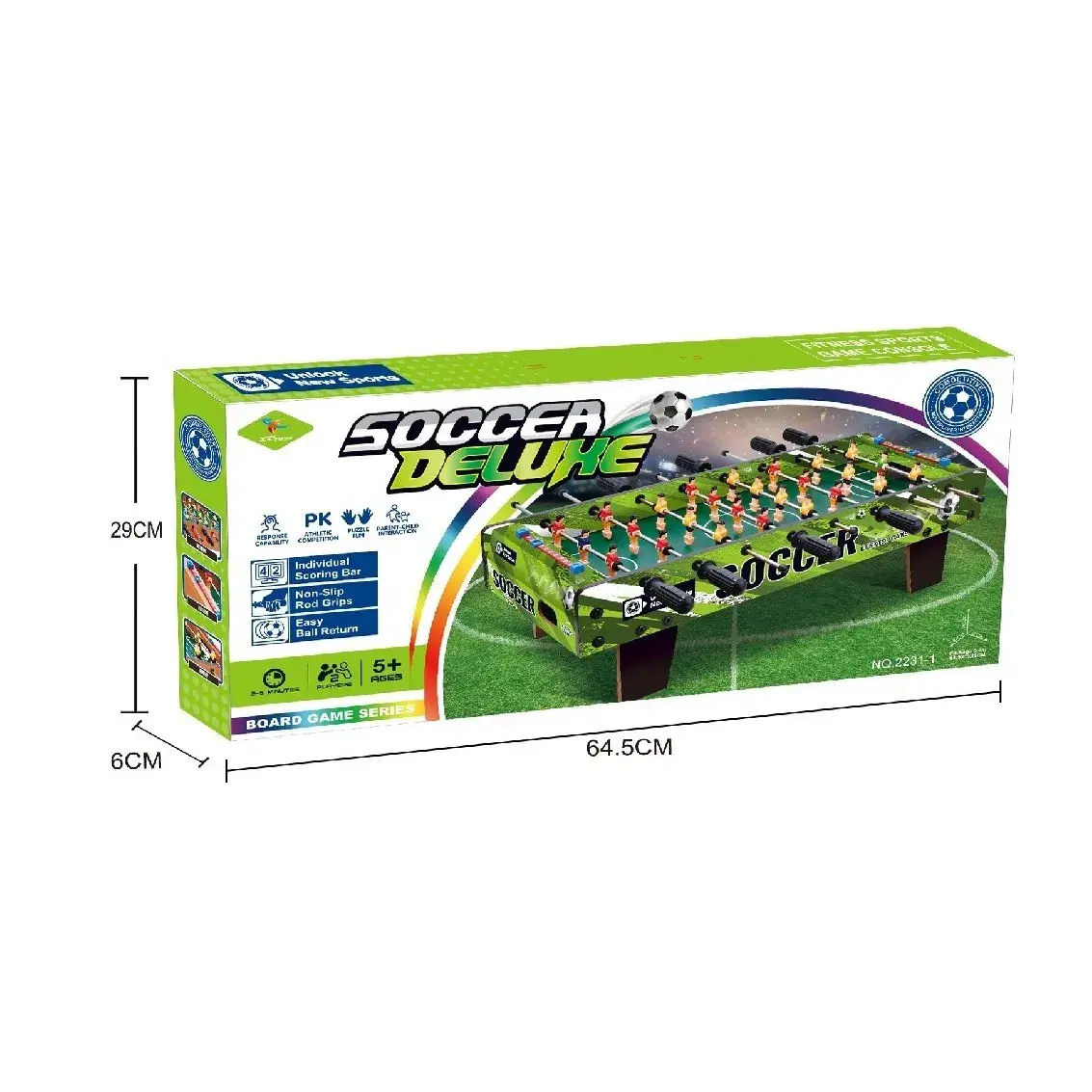 Masa de Fotbal cu Teren, cu Picioare Scurte, 8 Manere, Tablou de Scor, 64 x 20 x 47 cm, din Lemn/Otel/ABS, Verde (2)