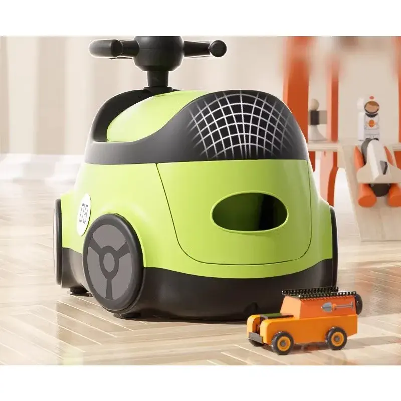 Olita pentru Copii, +1an, Portabila, Design Masinuta cu Capac, Model Prietenos, Non-Toxic, Compartiment Detasabil, Usor de Curatat, Verde (3)