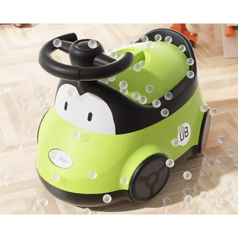 Olita pentru Copii, +1an, Portabila, Design Masinuta cu Capac, Model Prietenos, Non-Toxic, Compartiment Detasabil, Usor de Curatat, Verde (4)