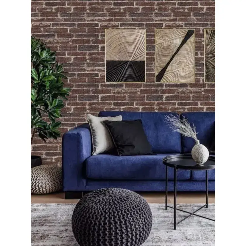 Set 10 Placi de Tapet, Autoadezive, 70 x 77 cm, 4 mm Grosime, Suprafata Acoperita 5.3 mp, din PVC, Model Caramida Rosie, Caramiziu (3)