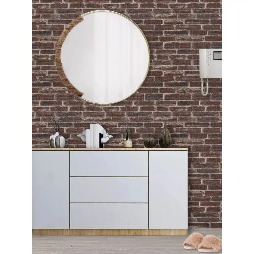 Set 10 Placi de Tapet, Autoadezive, 70 x 77 cm, 4 mm Grosime, Suprafata Acoperita 5.3 mp, din PVC, Model Caramida Rosie, Caramiziu (5)