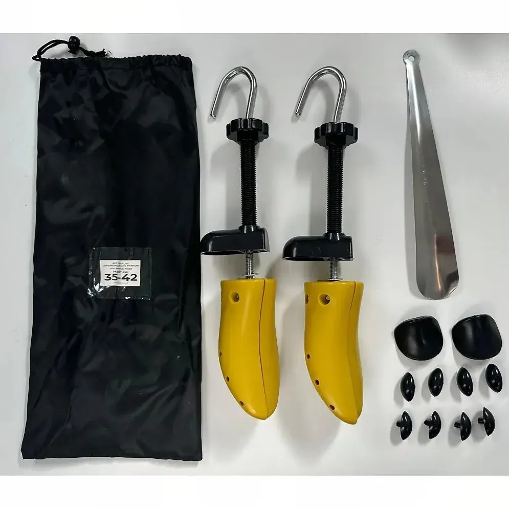 Set 2 Sanuri/Calapoade Reglabilile, pentru Alungit si Largit Pantofi, Geanta si Incaltator Incluse, Universale, Unisex, din ABS Premium, Arc, Marime 35 - 42, Galben/Negru (7)