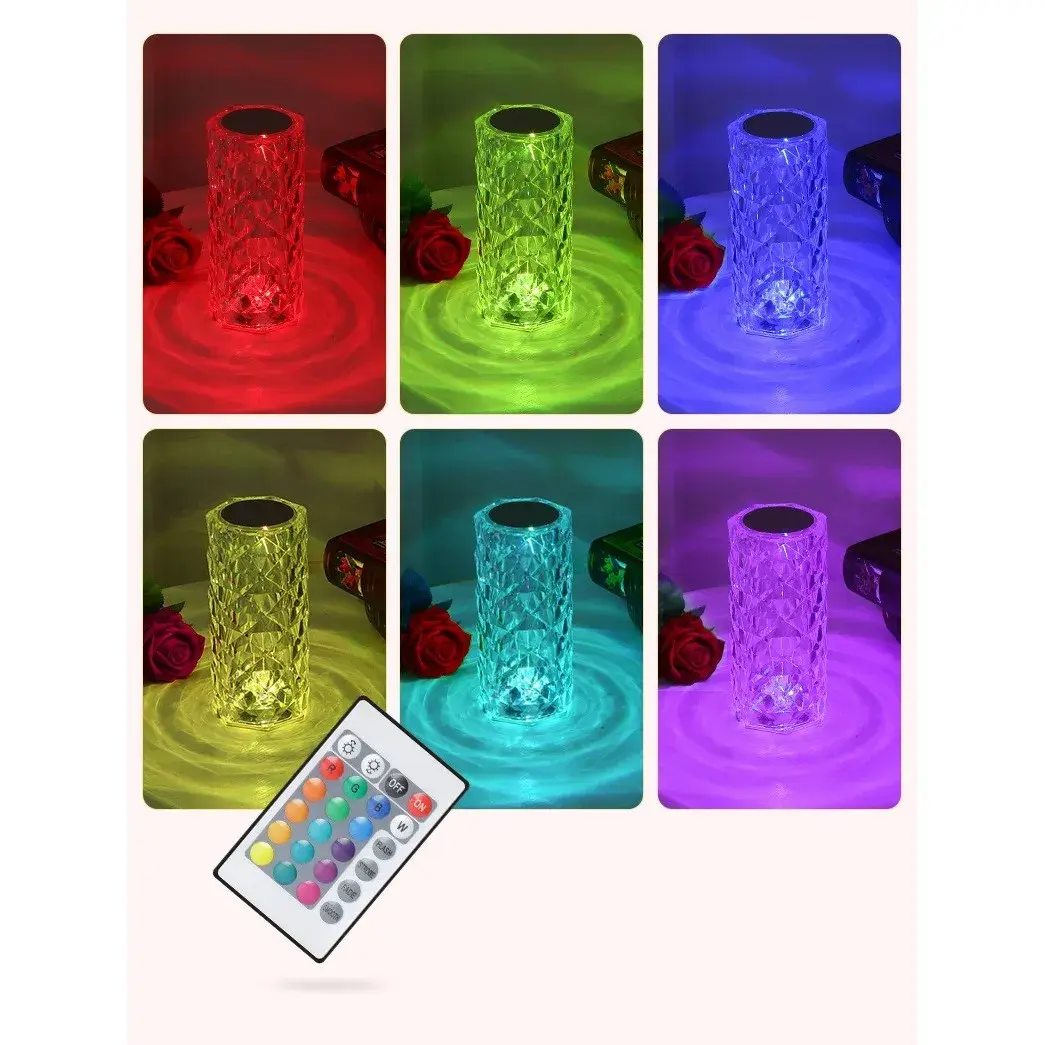 Lampa de birou pe LED RGB, dimmer tactil, 3 nivele de intensitate, Cristal Acrilic, cu telecomanda (2)