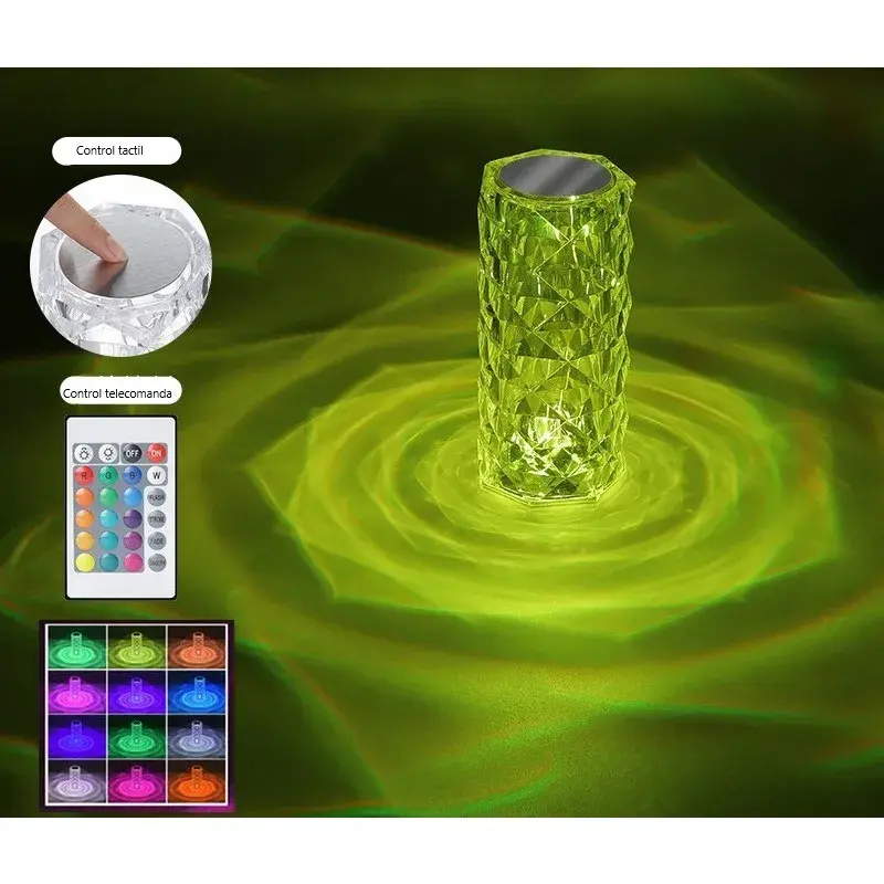 Lampa de birou pe LED RGB, dimmer tactil, 3 nivele de intensitate, Cristal Acrilic, cu telecomanda (4)