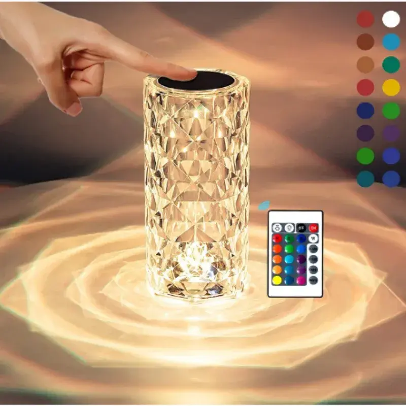 Lampa de birou pe LED RGB, dimmer tactil, 3 nivele de intensitate, Cristal Acrilic, cu telecomanda (5)