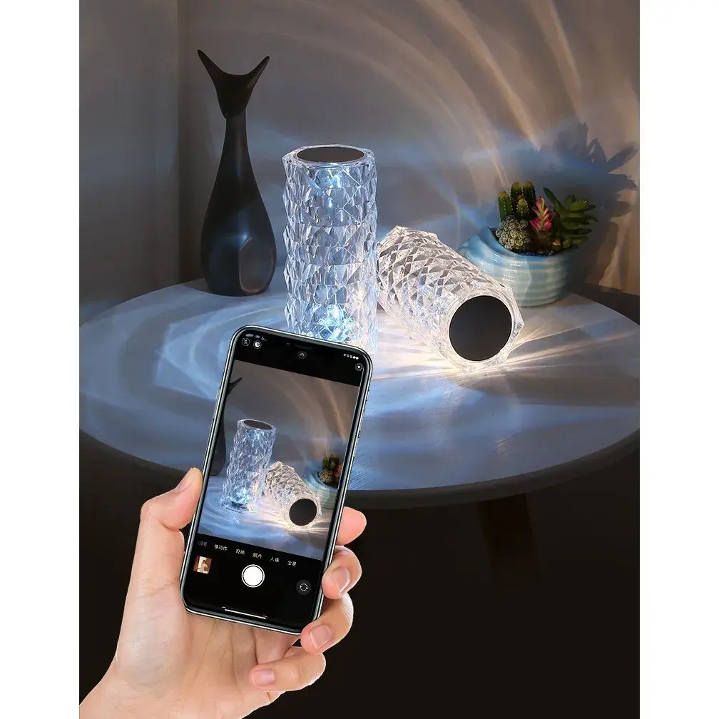 Lampa de birou pe LED RGB, dimmer tactil, 3 nivele de intensitate, Cristal Acrilic, cu telecomanda (7)