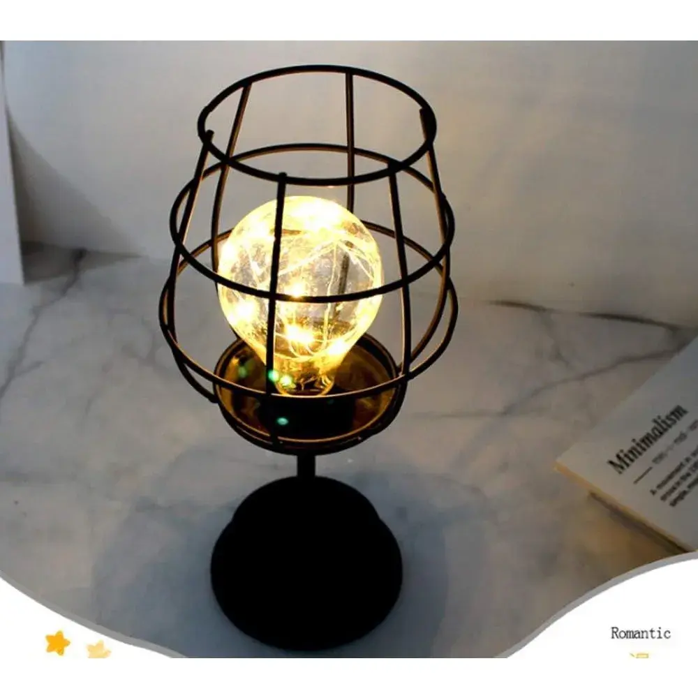 Lampa Decorativa cu Leduri, Model Pahar de Vin, cu Baterii, 13 x 13 x 28 cm, Suport Negru, Lumina Alb Cald (5)