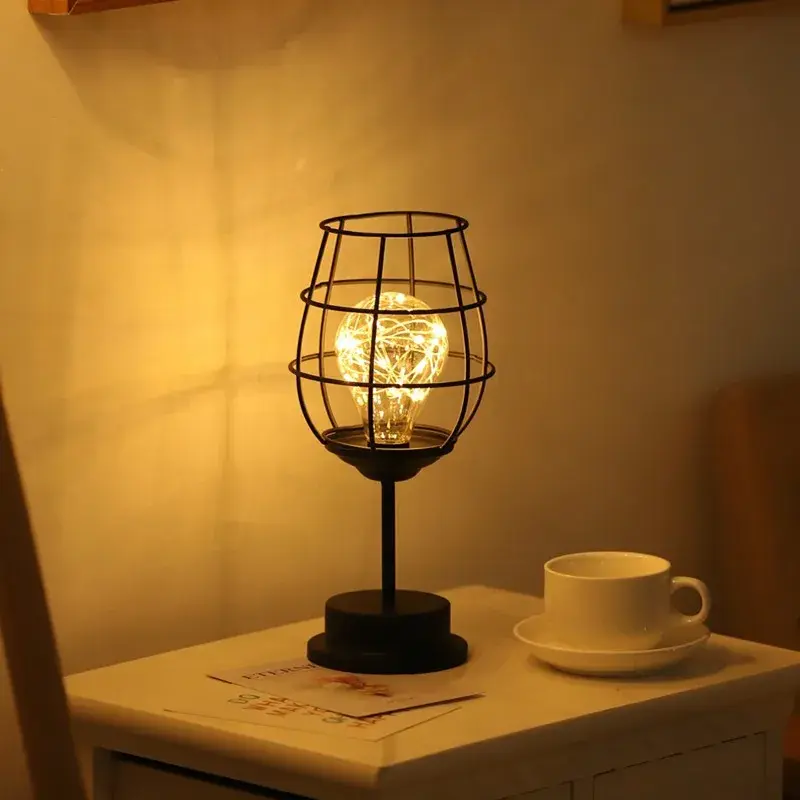 Lampa Decorativa cu Leduri, Model Pahar de Vin, cu Baterii, 13 x 13 x 28 cm, Suport Negru, Lumina Alb Cald (8)