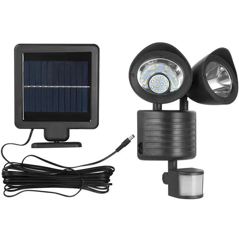 Lampa solara de tip decoratiune pentru gradina, model felinar dublu cu senzor de miscare, alb rece (2)